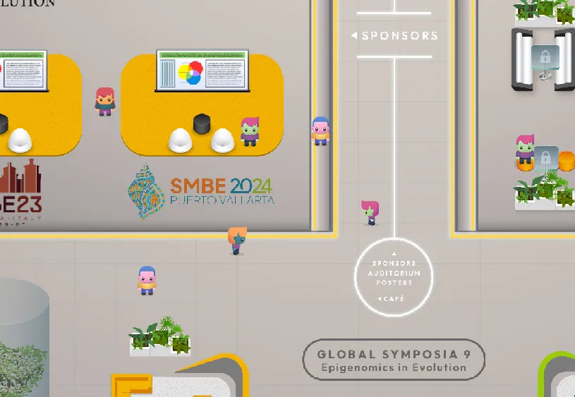 Screenshot of a poster session occurring during a virtual conference, as attendees ask questions of presenters