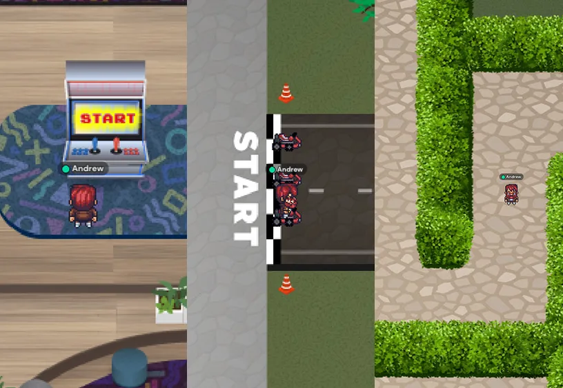 Screenshot of the starting line of a virtual go-kart race
