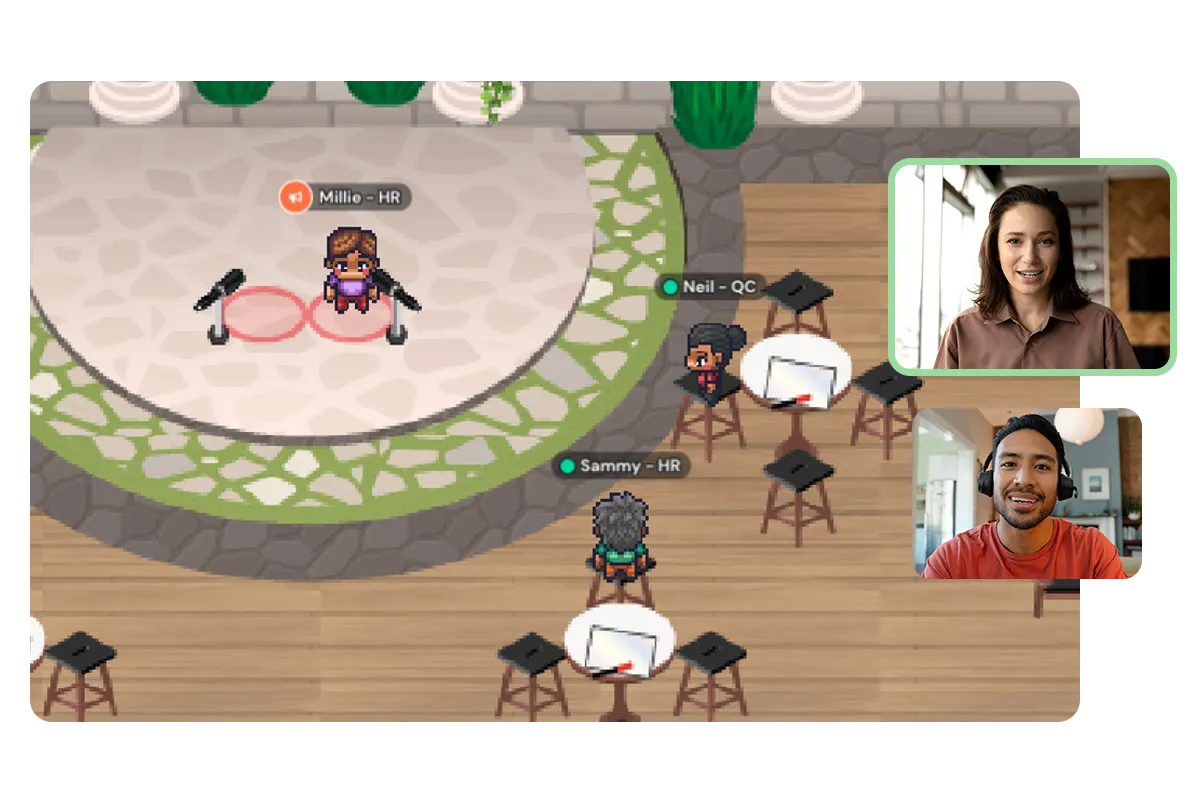 A screenshot of people in a virtual training session