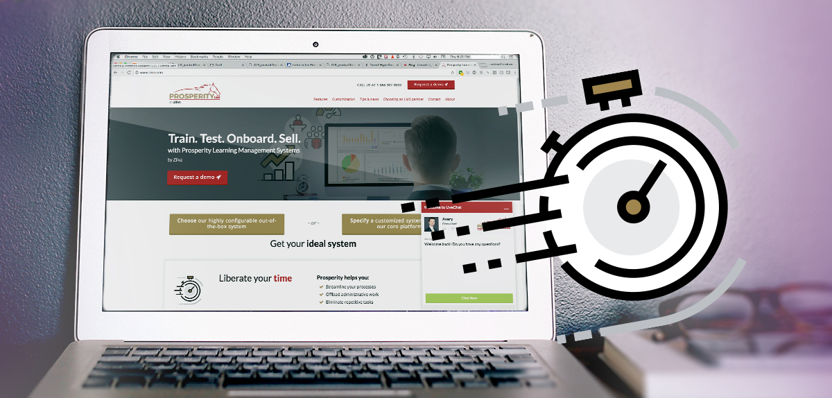 A computer showing Prosperity LMS website